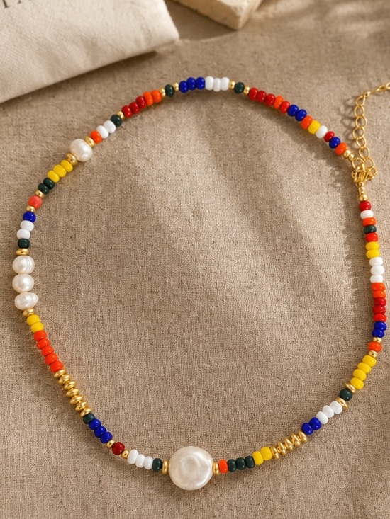 Mayamar Jewelry - New Mayamar Colorful Beaded Necklace with fresh water pearls